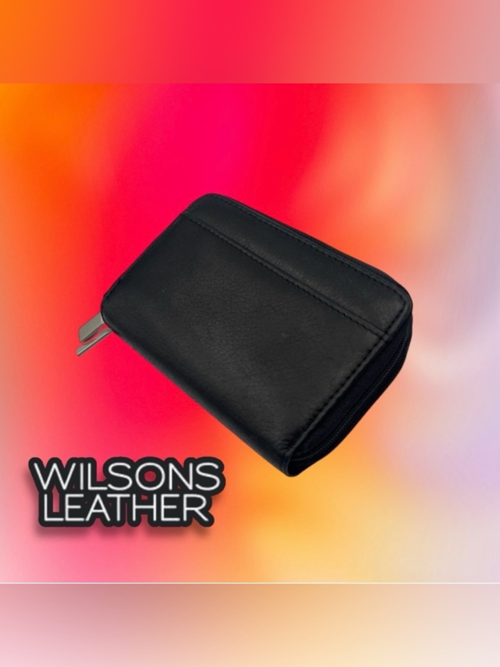 Wilsons Leather Black Zippered Wallet